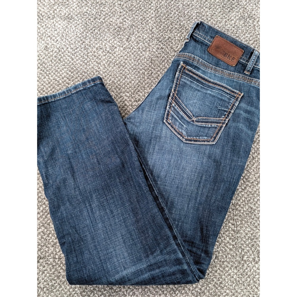 BKE Ryan Straight Leg Jeans Mens 33 Dark Wash Stretch Denim Blue Pants